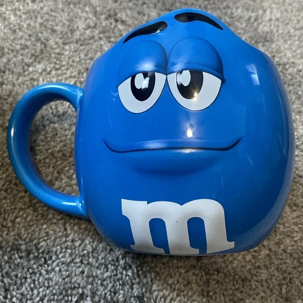 M & M Large Coffee Cups Mugs Blue & Green NEW
